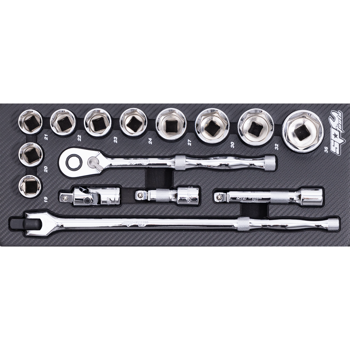 SP Tools 15Pc Metric Tech Series Socket & Accs EVA Foam Tray Tool Kit SP50011
