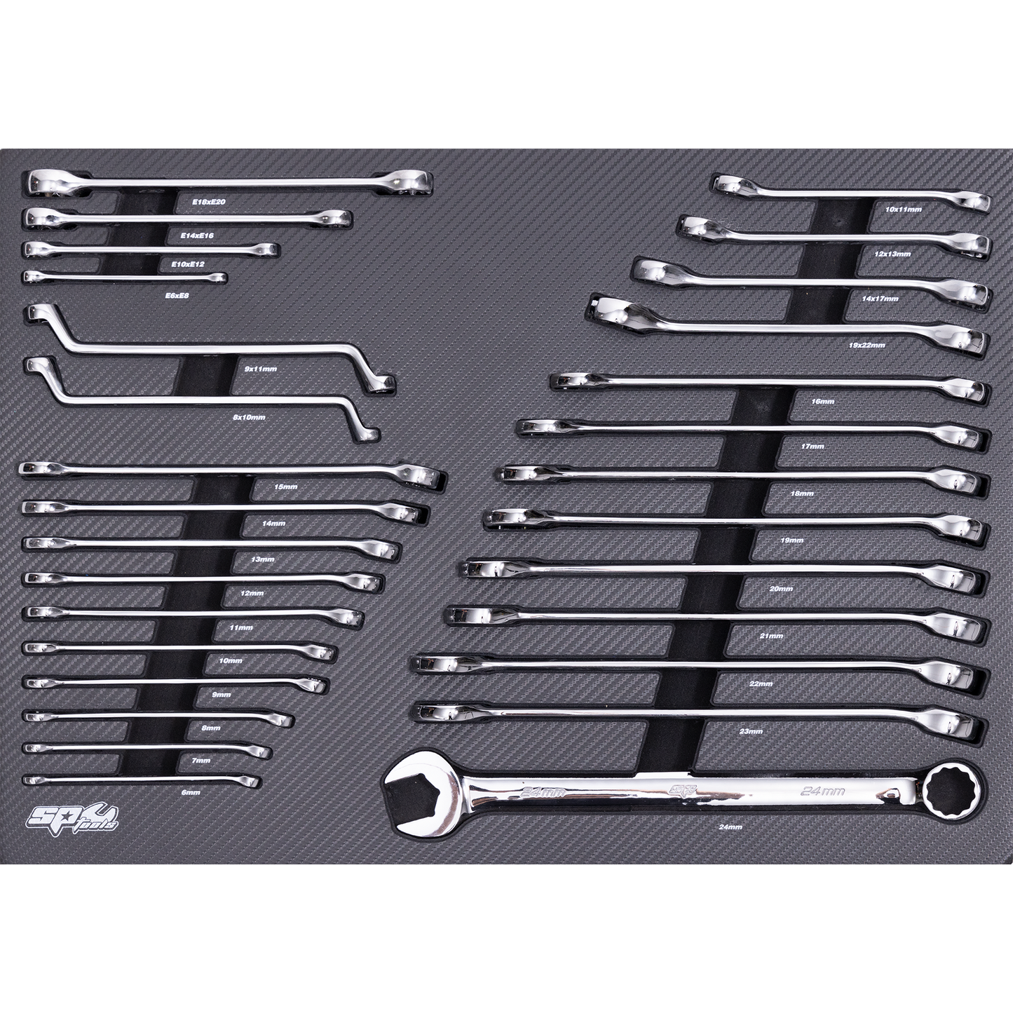 SP Tools 29Pc Metric Tech Series Spanners EVA Foam Tray Tool Kit SP50019