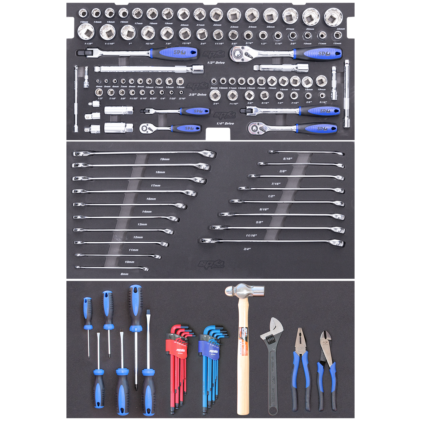 SP Tools 133Pc Metric/SAE Tool Kit (No Tool Box Suits SP40101) SP50027