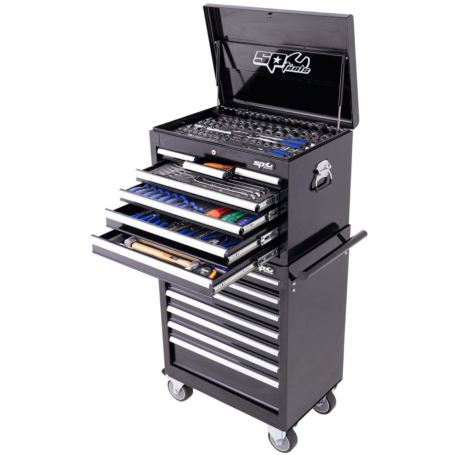 SP Tools 244Pc 15 Drawer Custom Series Tool Combo Kit Black/Chrome SP50104
