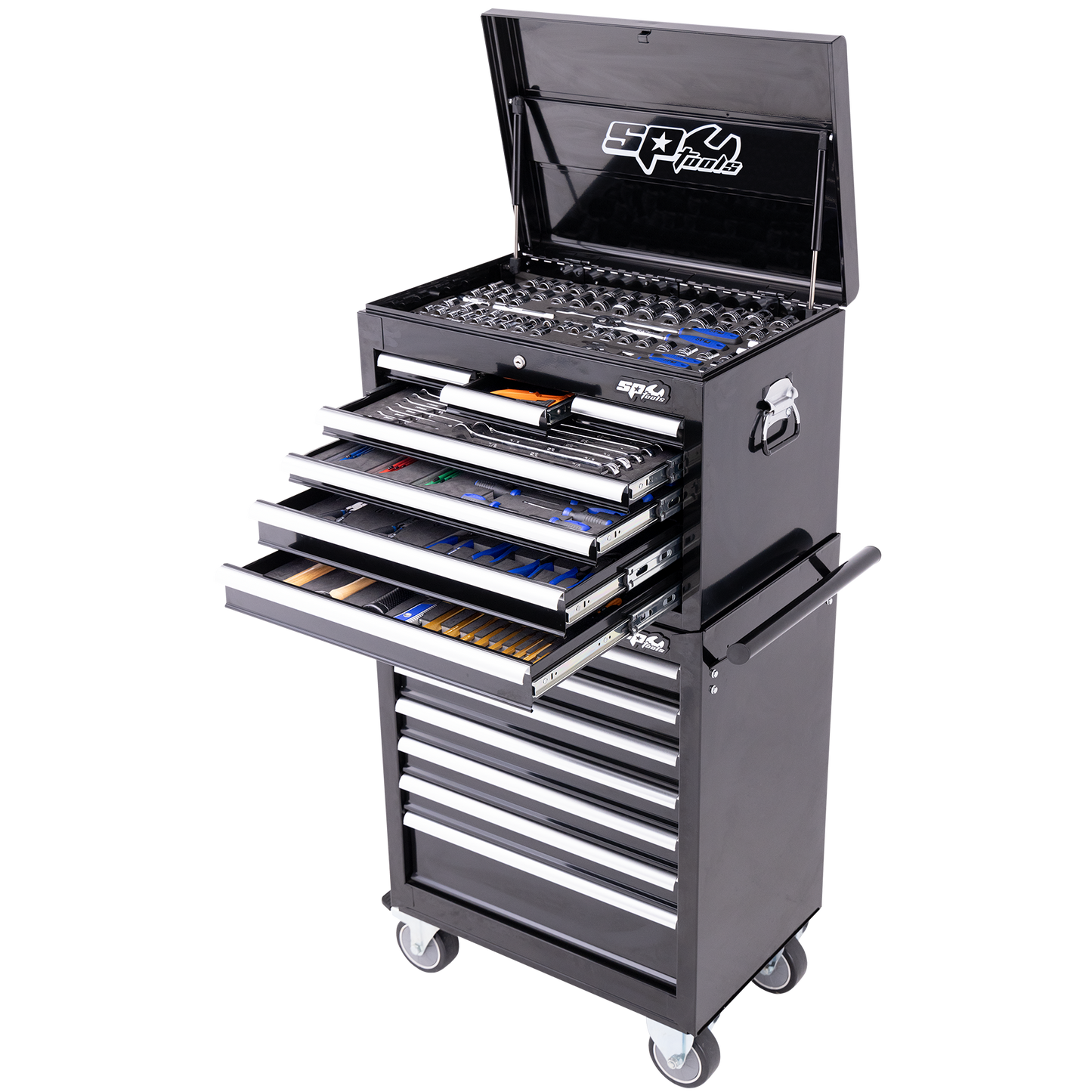 SP Tools 244Pc 15 Drawer Custom Series Tool Combo Kit Black/Chrome +EVA Foam SP50104X