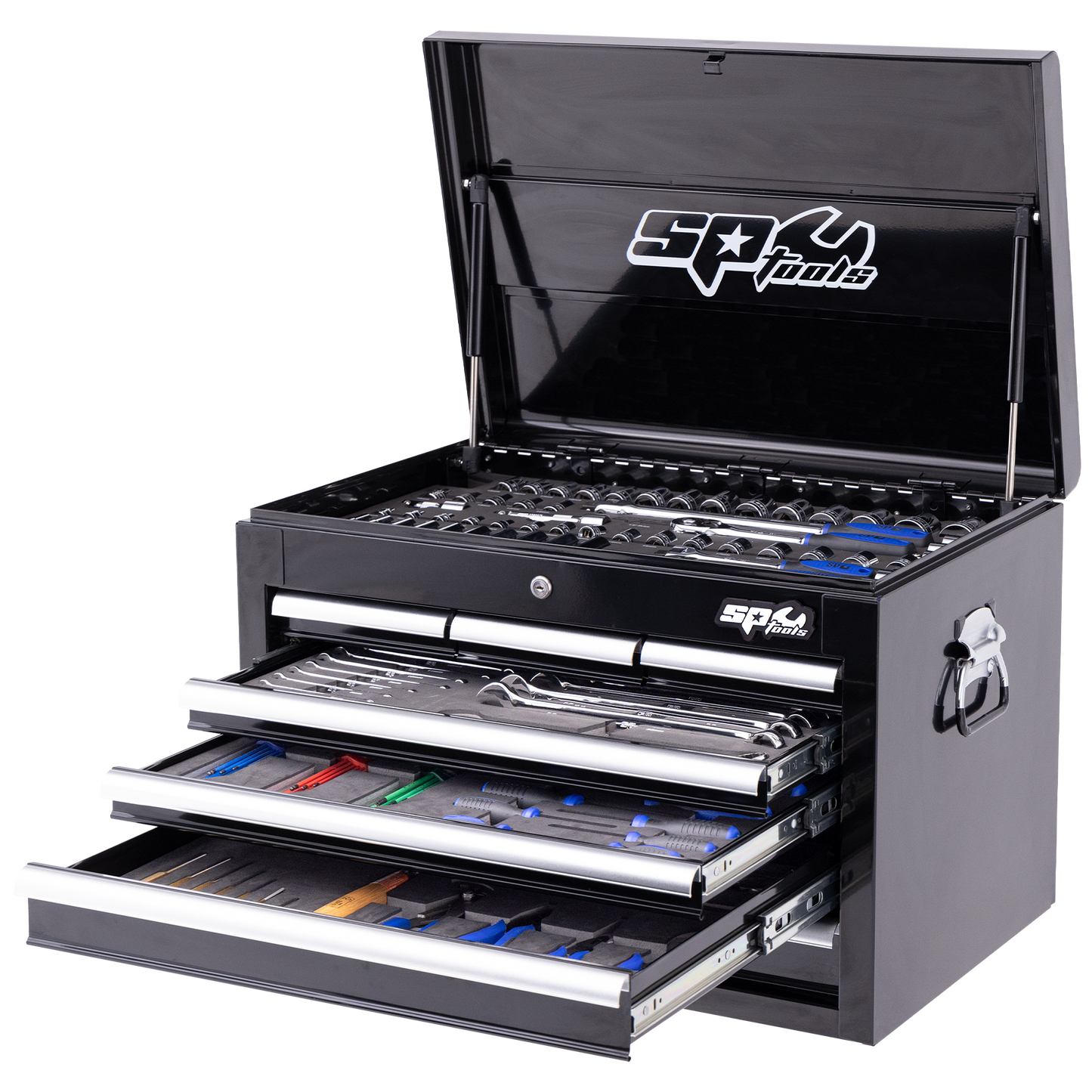 SP Tools 201Pc 7 Drawer Custom Series Tool Kit Black/Chrome +EVA Foam SP50120X