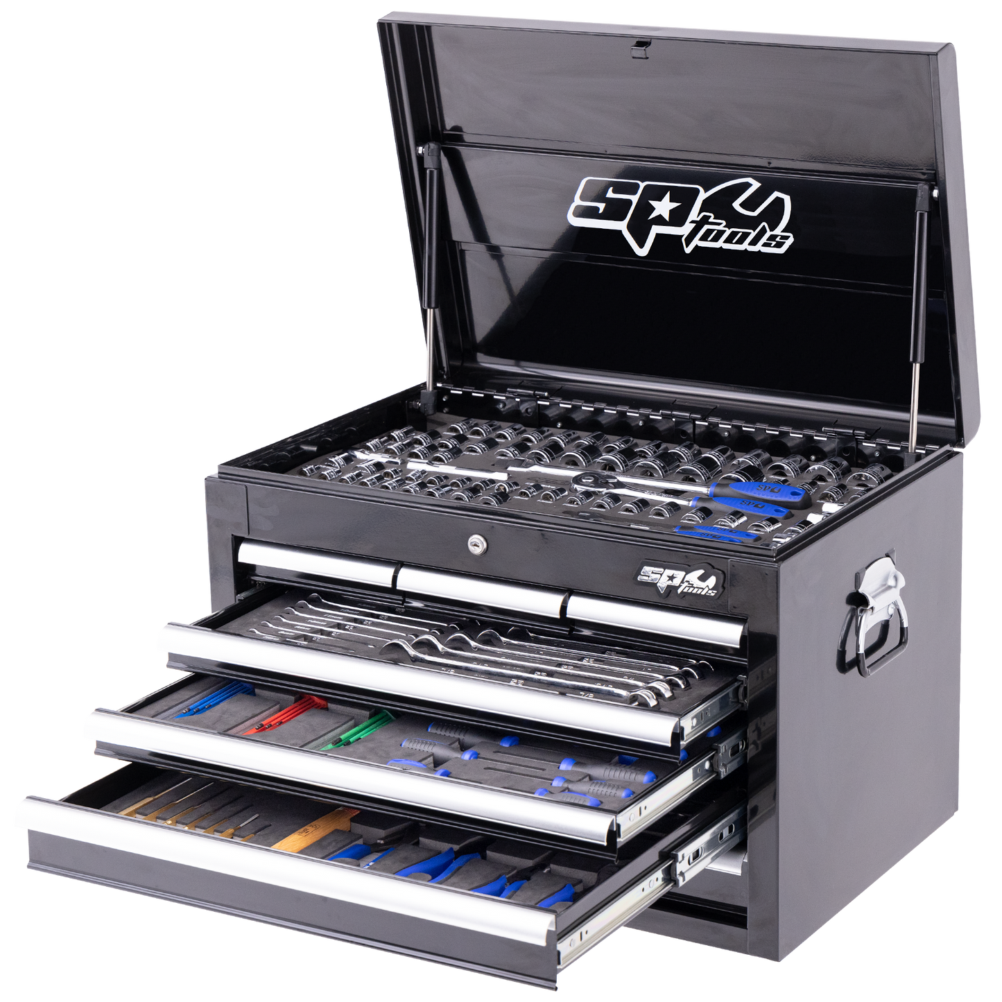SP Tools 218Pc 7 Drawer Custom Series Tool Kit Black/Chrome +EVA Foam SP50121X
