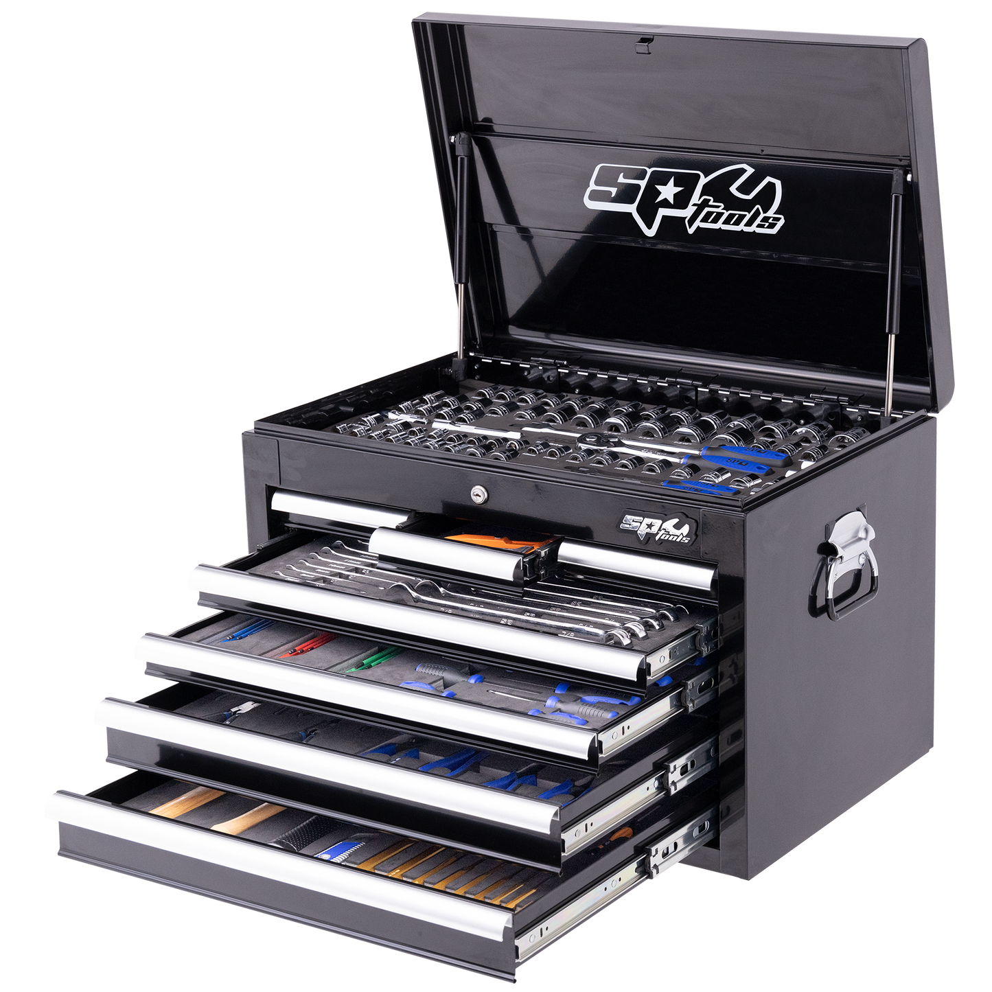 SP Tools 254Pc 7 Drawer Custom Series Tool Kit Black/Chrome +EVA Foam SP50123X