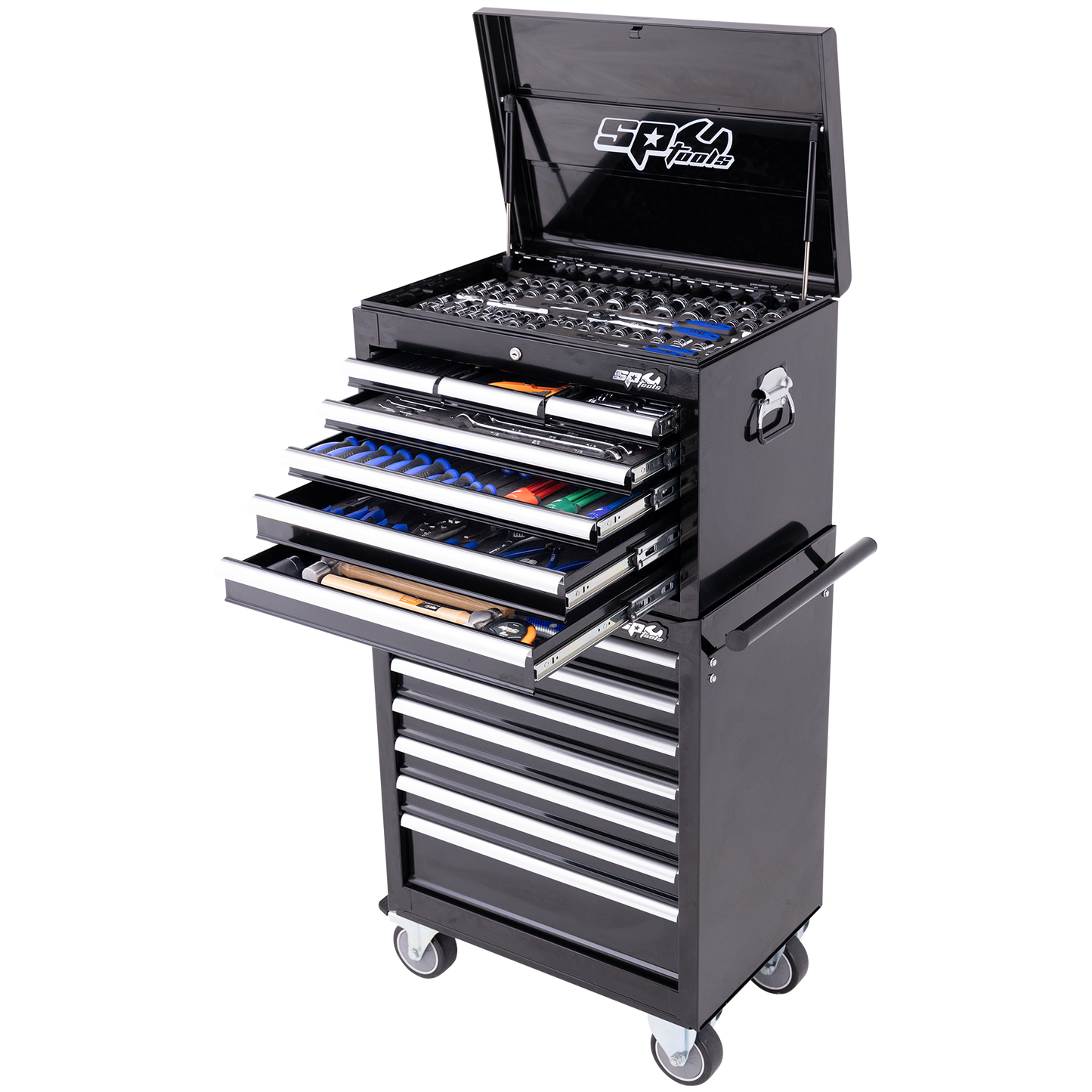 SP Tools 293Pc 14 Drawer Custom Series Tool Kit Combo Black/Chrome SP50125