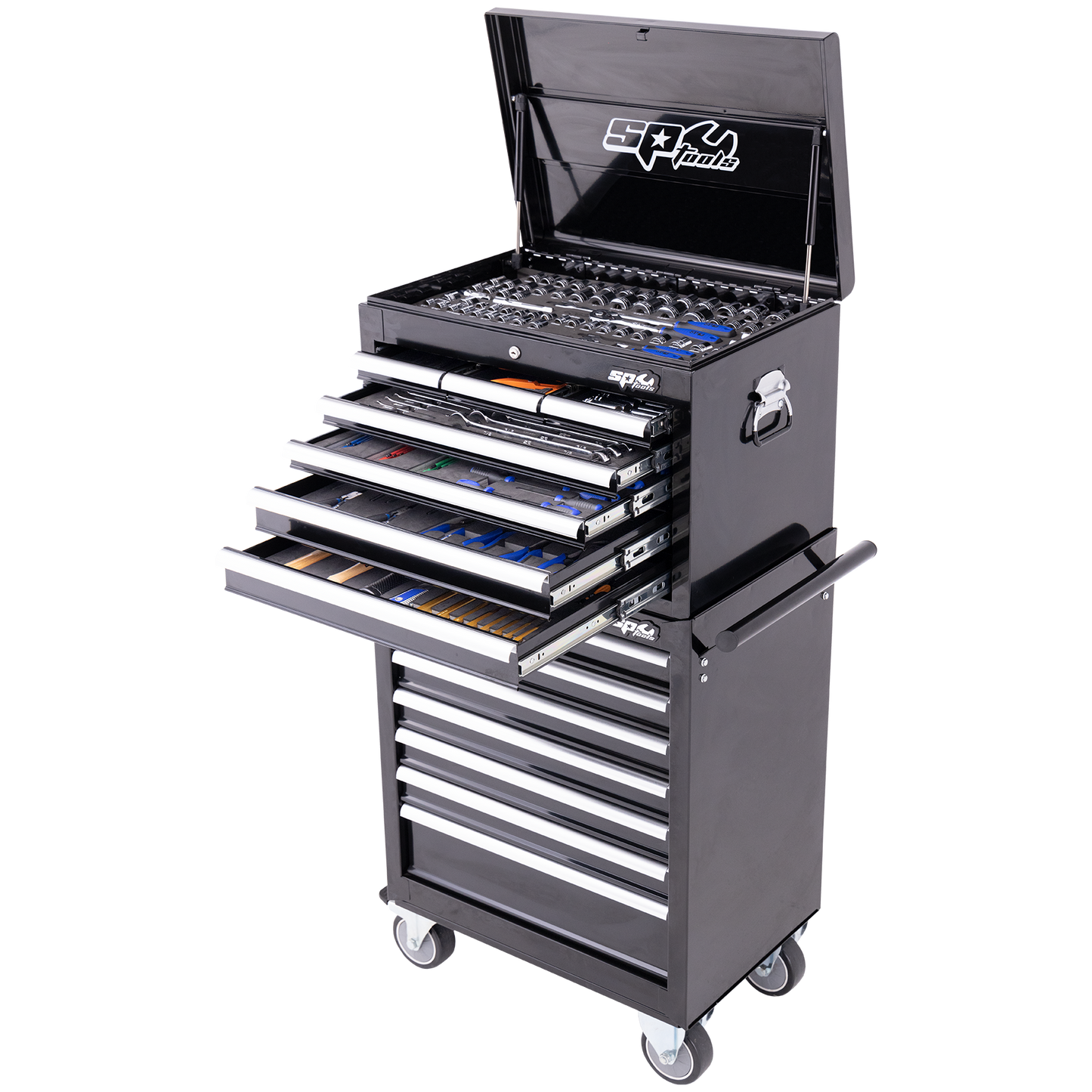SP Tools 293Pc 14 Drawer Custom Series Tool Kit Combo Black/Chrome +EVA Foam SP50125X