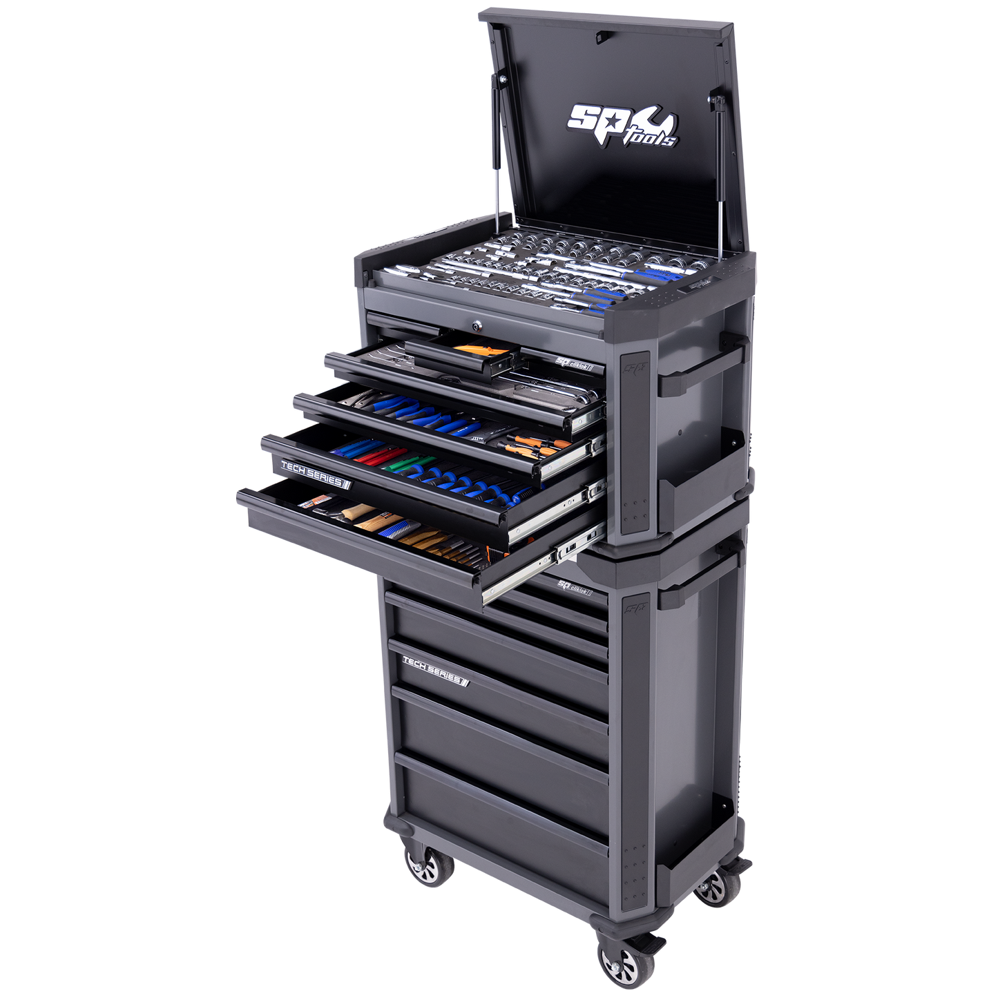 SP Tools 306Pc 14 Drawer Metric Tech Series Tool Kit Combo Diamond Black SP50139D
