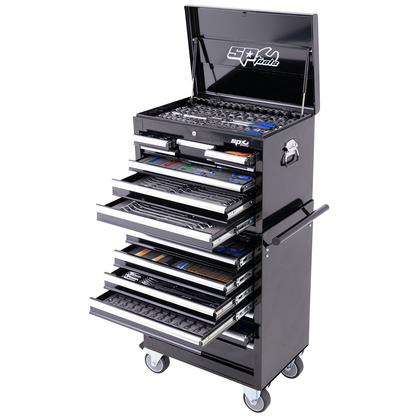 SP Tools 632Pc 14 Drawer Custom Tool Kit Combo Black/Chrome +EVA Foam SP50165X