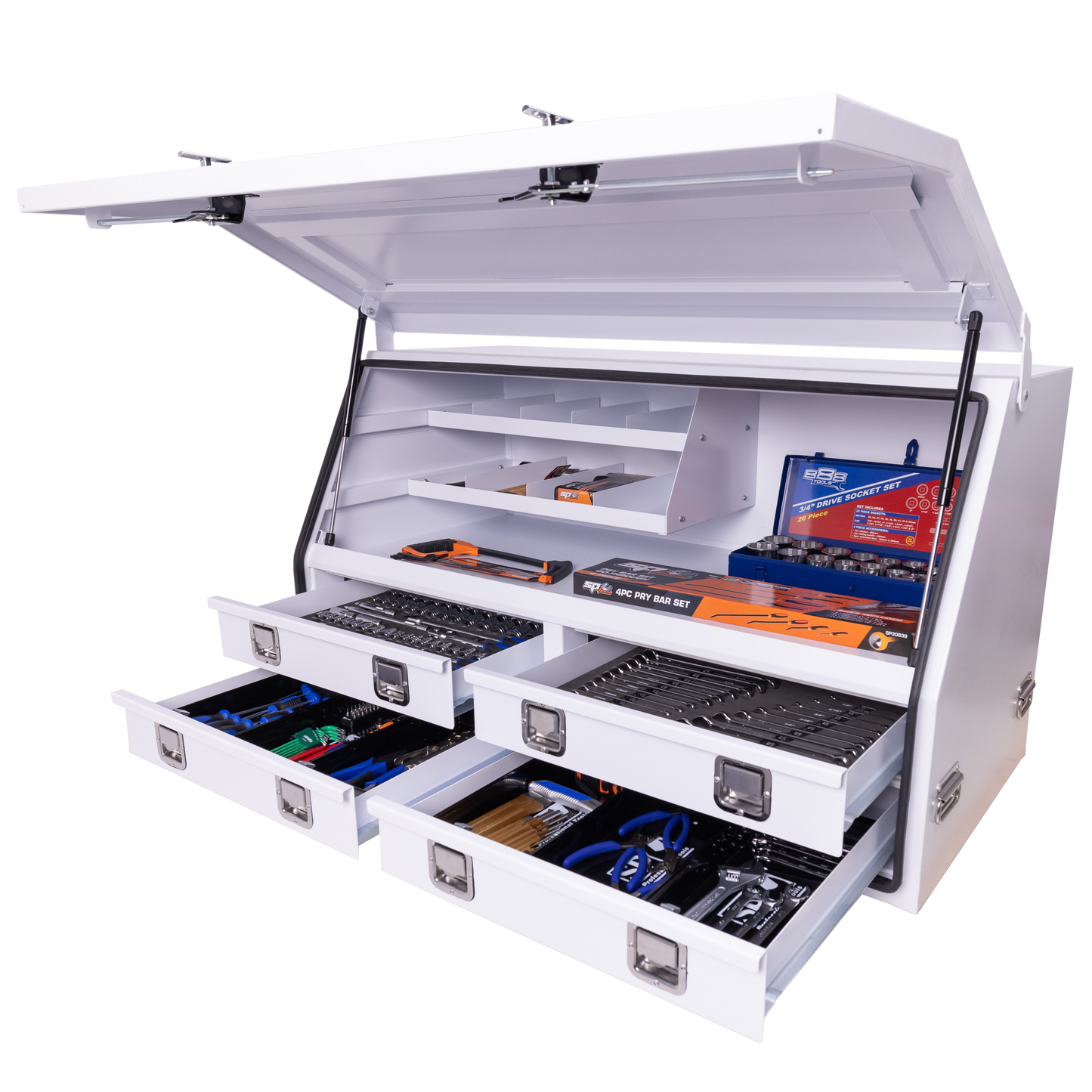 SP Tools 378Pc 4 Drawer Off Road Truck Box Tool Kit White SP50332