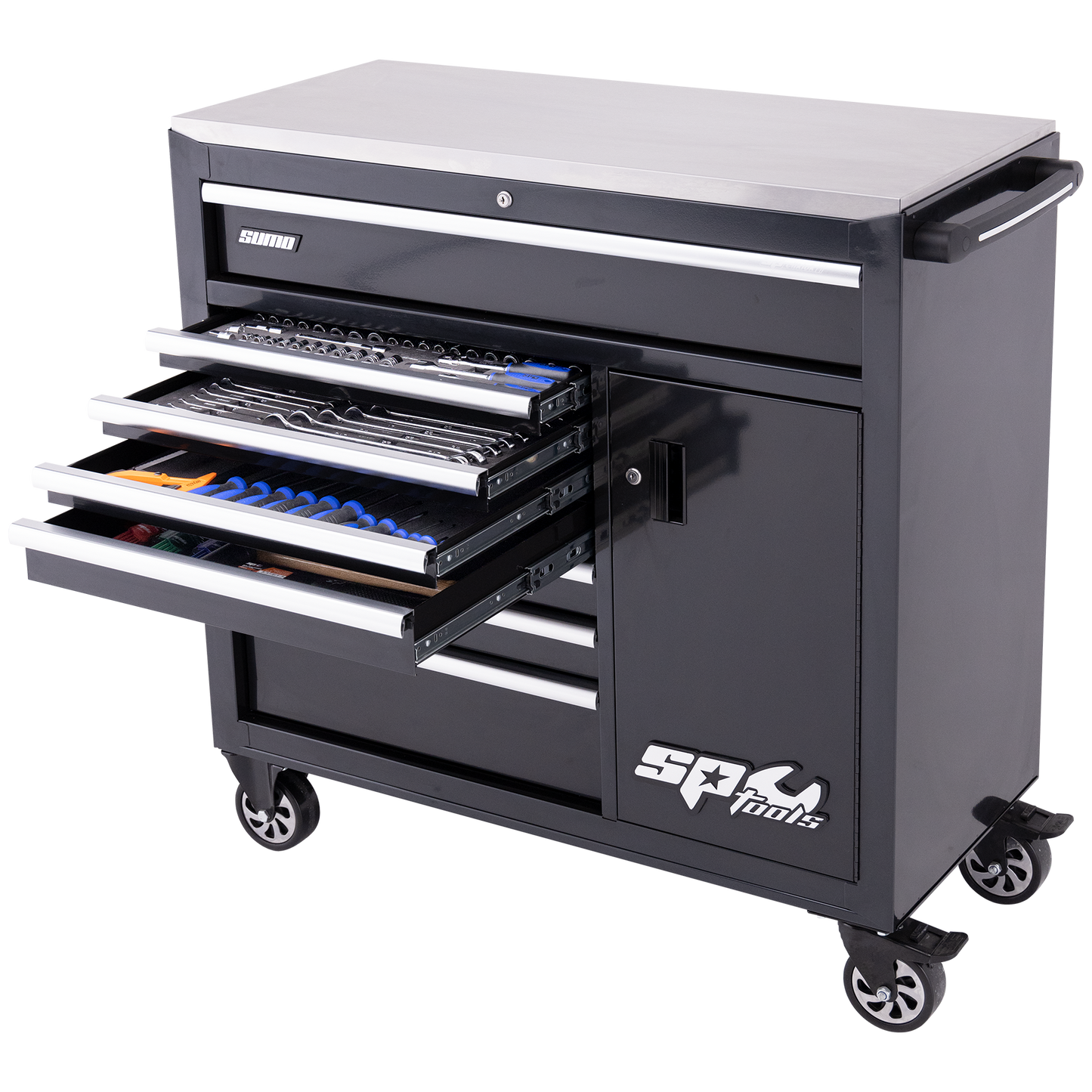 SP Tools 218Pc 9 Drawer Sumo Rollcab Tool Kit Diamond Black SP50608