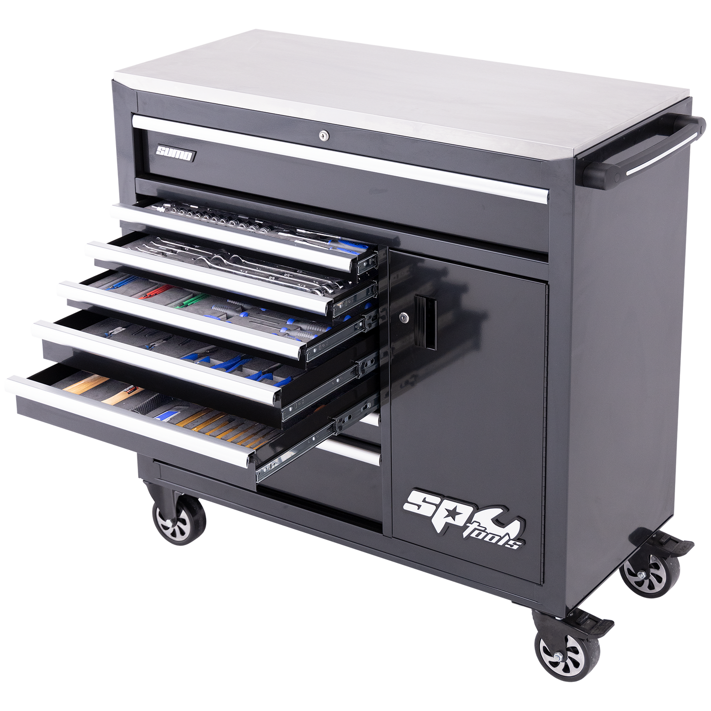 SP Tools 218Pc 9 Drawer Sumo Rollcab Tool Kit Diamond Black +EVA Foam SP50608X