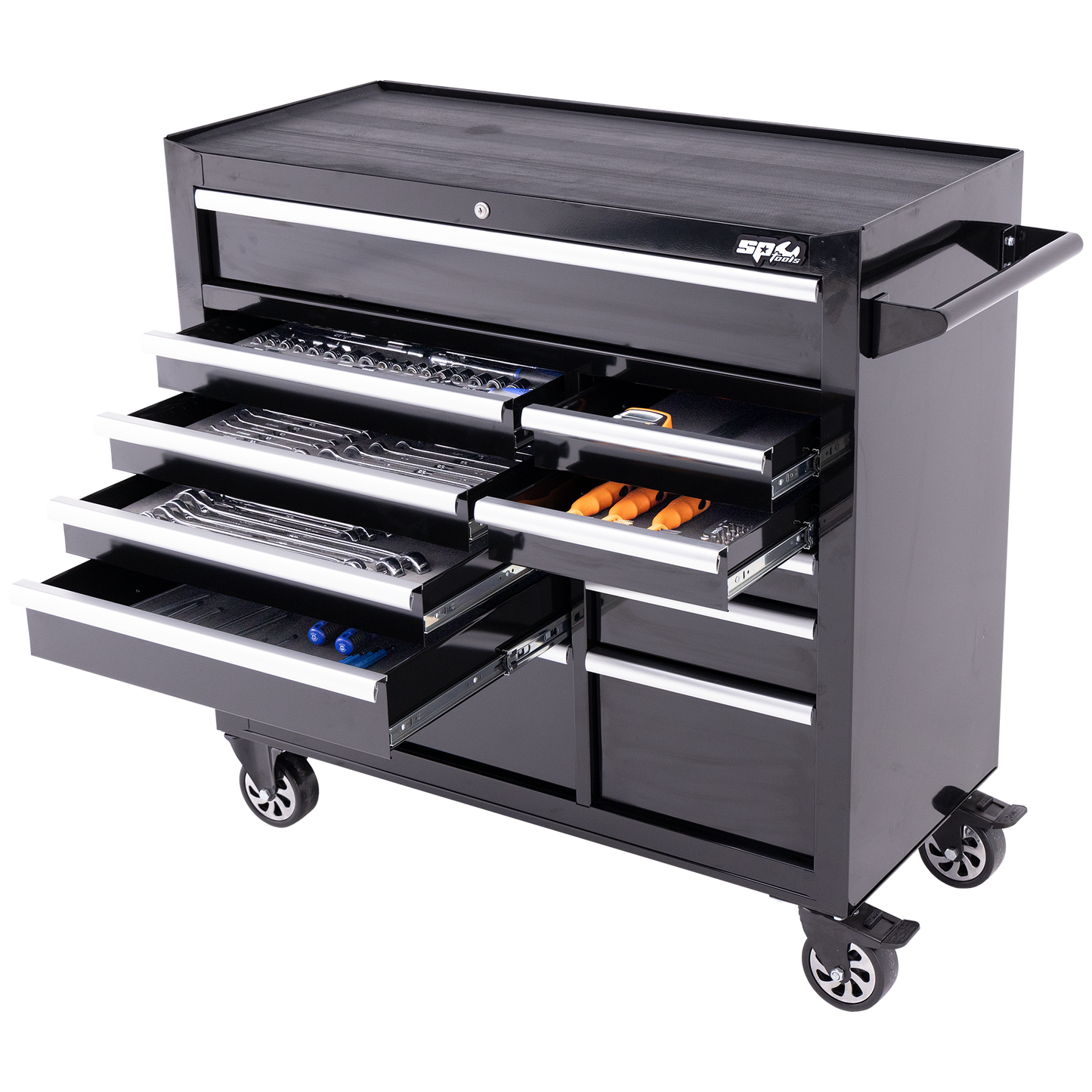SP Tools 364Pc 11 Drawer Custom Series Rollcab Tool Kit Black/Chrome SP50615