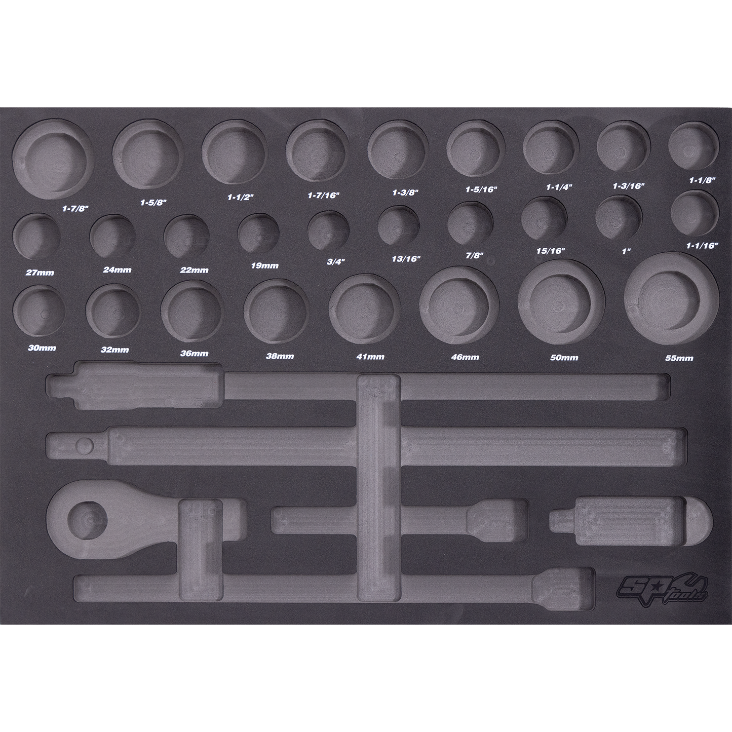 SP Tools EVA Insert Foam Tray Suits Sockets Metric/SAE & Accessories 32Pc 560x400mm SP50900
