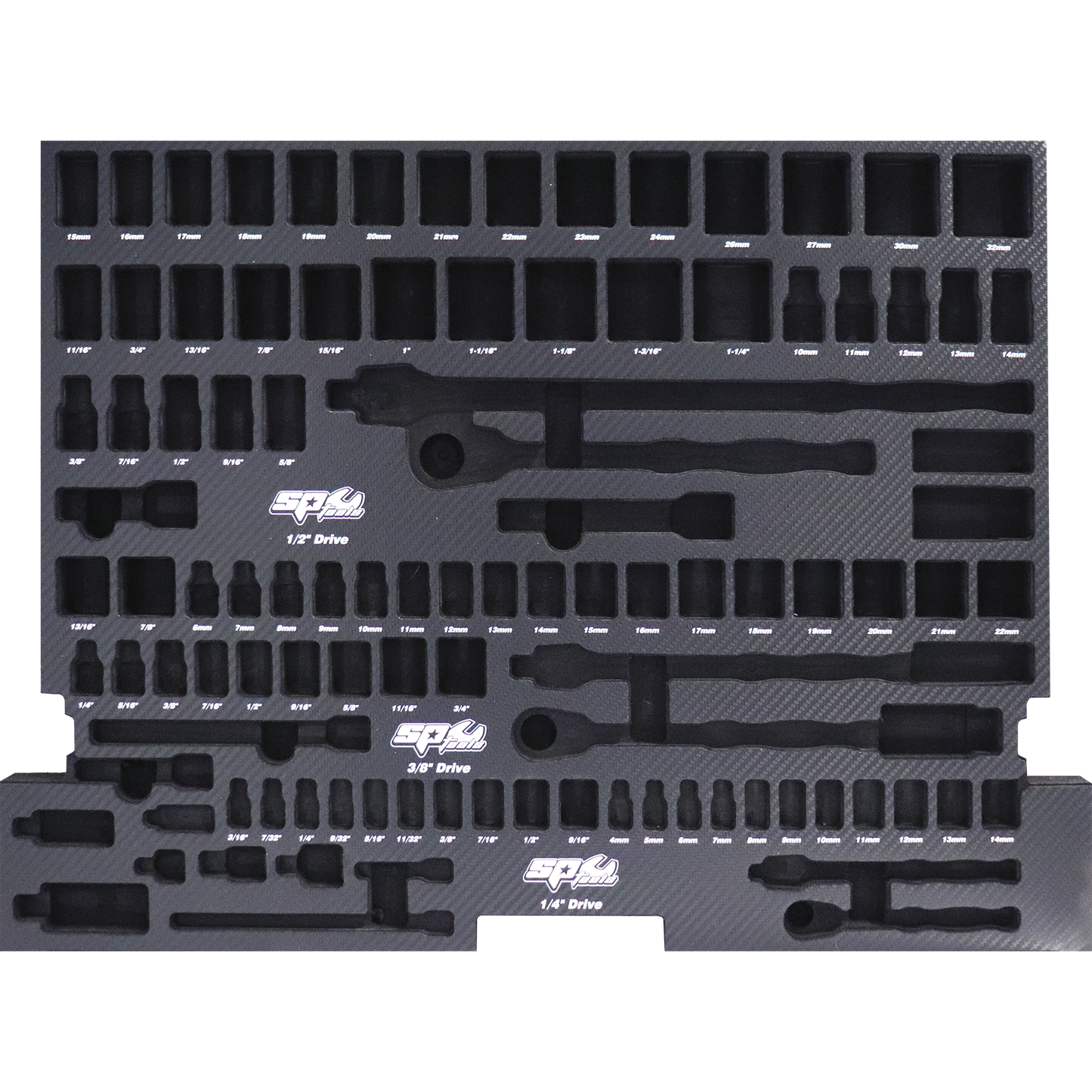 SP Tools EVA Insert Foam Tray Suits Sockets Metric/SAE & Accessories 105Pc 590x415mm SP50906M