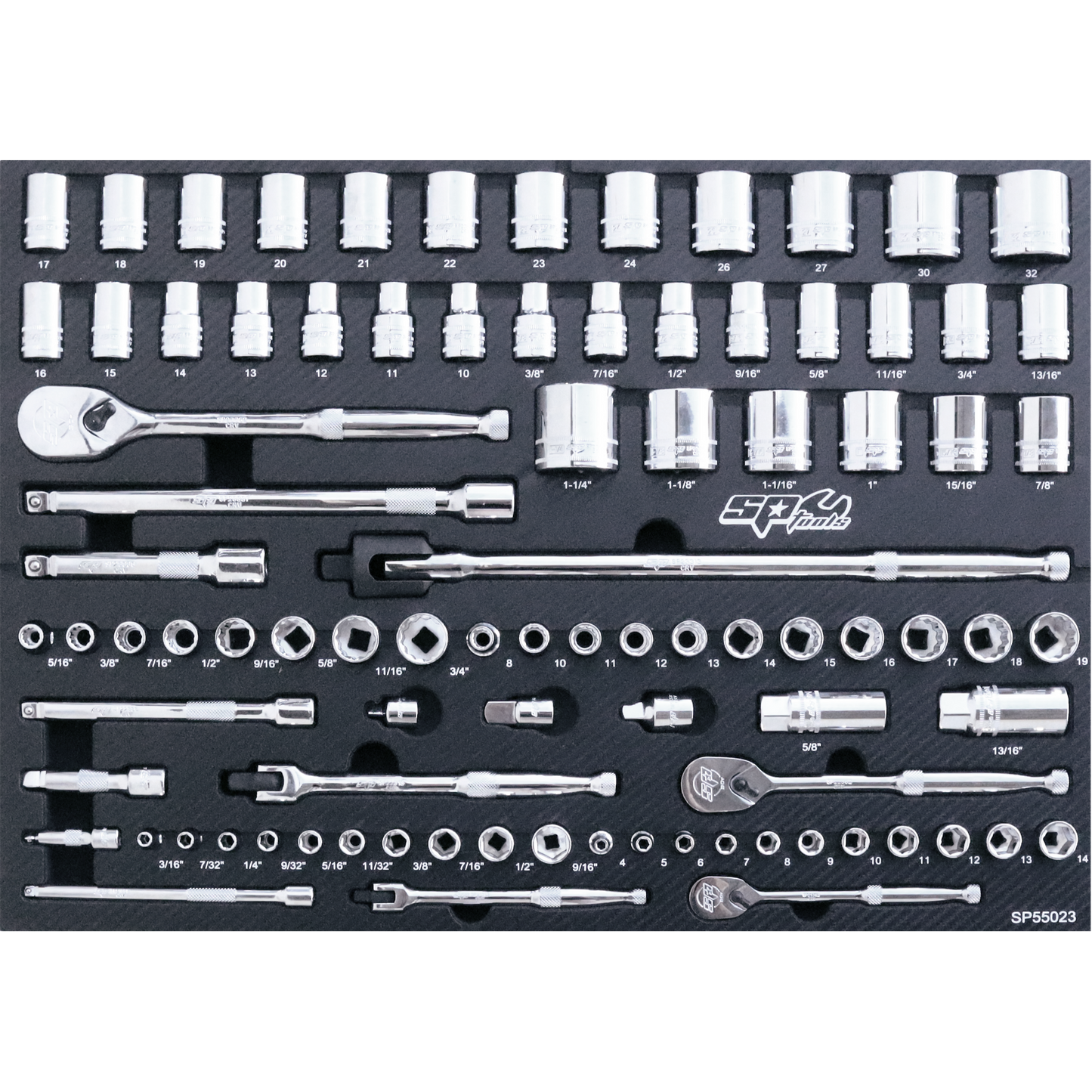 SP Tools EVA Insert Foam Tray Tool Kit Sockets & Accessories 90Pcs SP55023