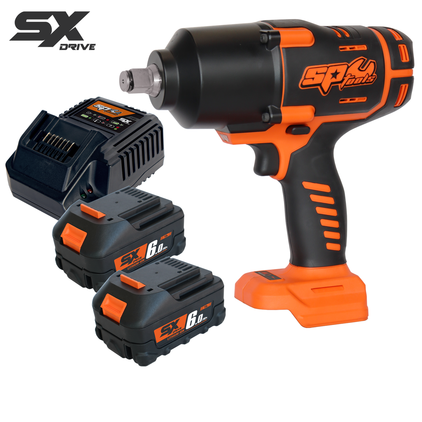 SP Tools 18V 3/4"Dr Brushless Impact Wrench Kit - 6.0Ah X2 - Sx Drive SP83140