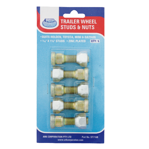 Ark 7/16in Wheel Stud & Nut Set Of 5 ST716B