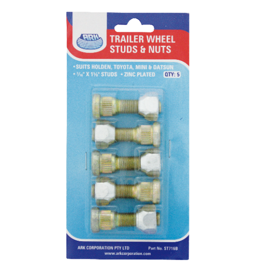 Ark 7/16in Wheel Stud & Nut Set Of 5 ST716B