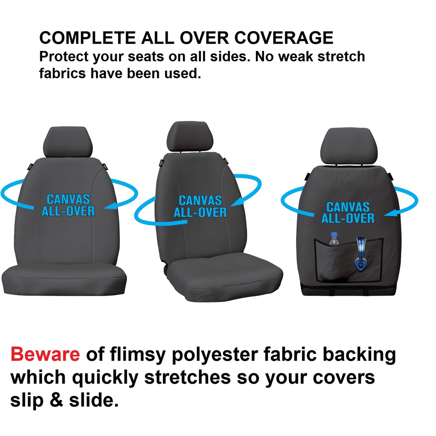Sperling Super Tough Canvas Front Charcoal Seat Covers Suits Caddy Van 2015-2021 RM1226STC