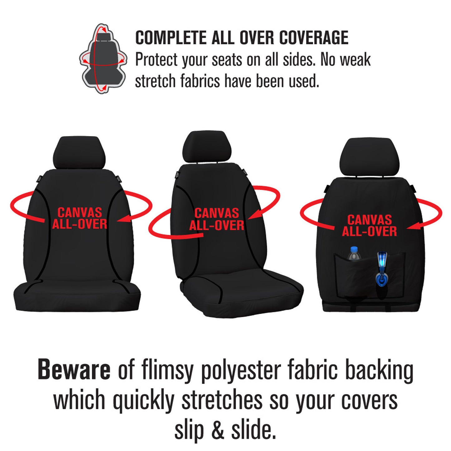 Sperling Tradies Canvas Front Black Seat Covers Suits Triton 2012-2015 RM1054TRB