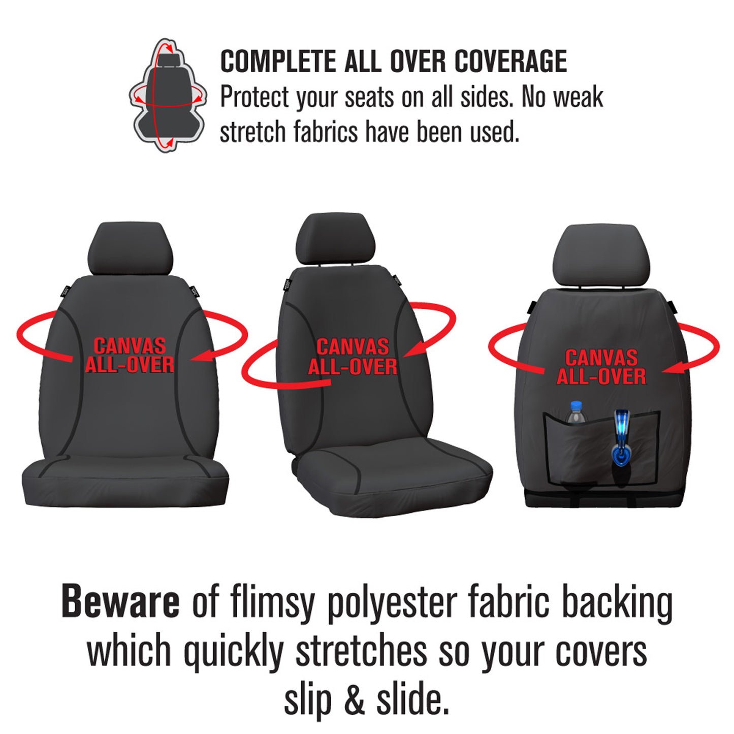 Sperling Tradies Canvas Front Grey Seat Covers Suits Prado 150 Series 2009-2021 RM1024TRG