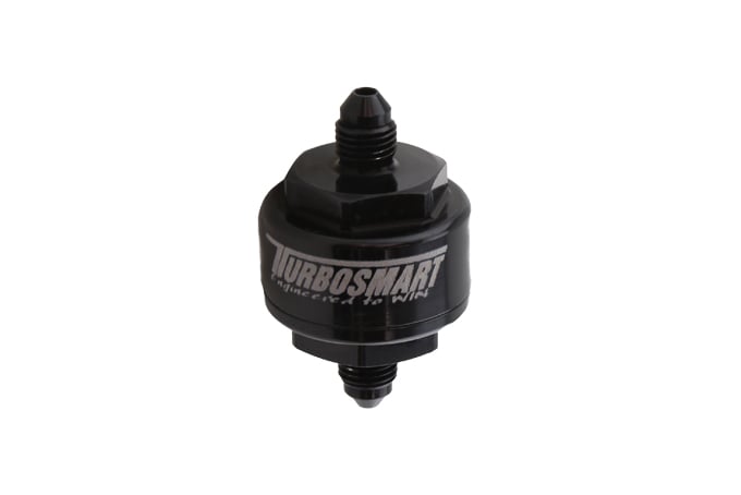 Turbosmart Turbosmart Billet Turbo Oil Feed Filter 44m -4 AN (Black)