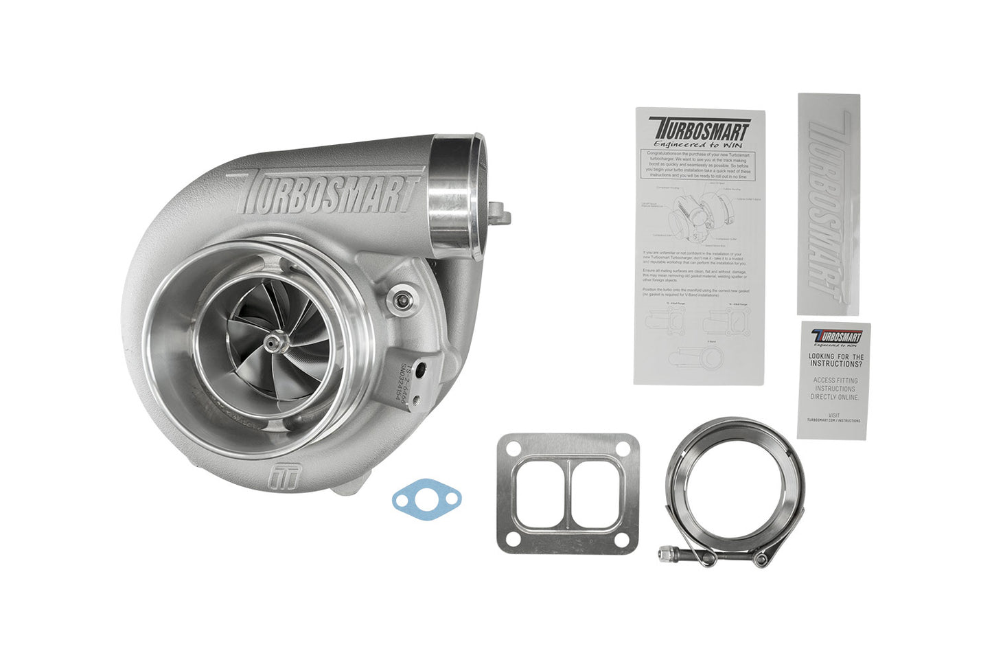 Turbosmart TS-2 Turbocharger (Water Cooled) 6466 T4 Divided 1.00AR Externally Wastegated TS-2-6466B-D4100E