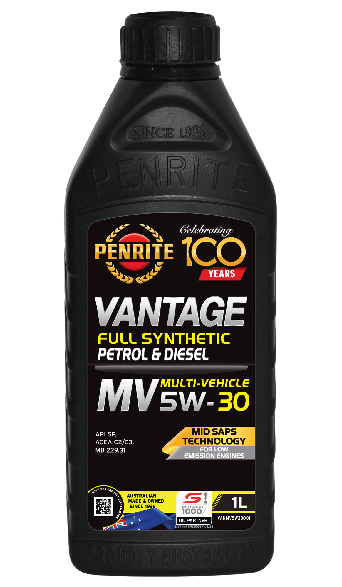 Penrite VANTAGE MV 5W-30 Full Synthetic Engine Oil 1L VANMV5W30001