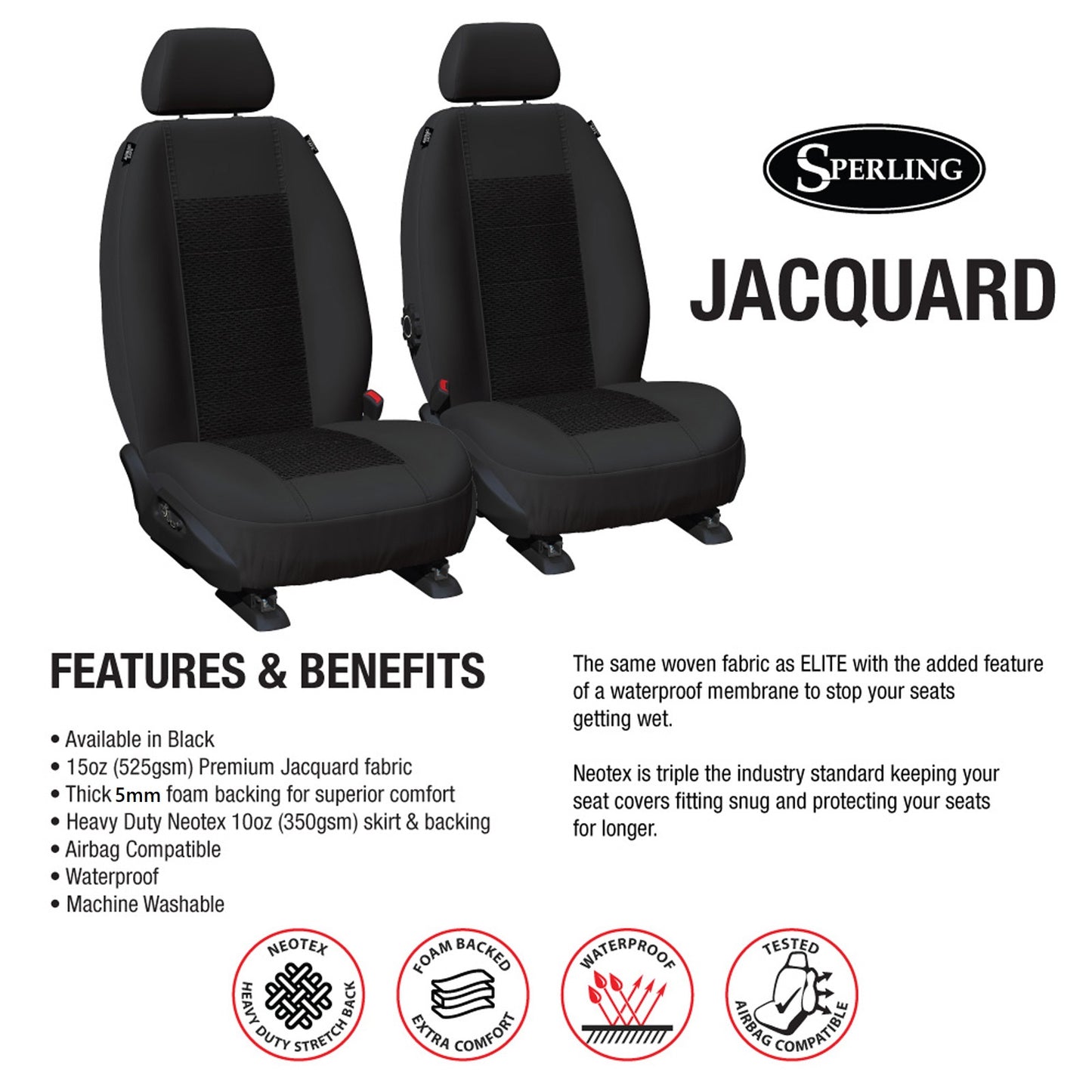 Sperling Weekender Jacquard Front Black Seat Covers Suits Colorado, Trailblazer, DMax, MUX 2012-2020 RM1002WEB