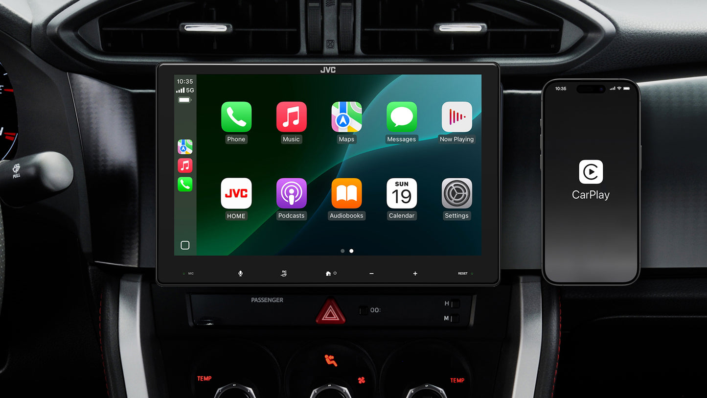 JVC 1-DIN 9in. WSVGA AV Receiver W/Wireless CarPlay & Android Auto, USB & Built-In Bluetooth SWC KW-Z8009F