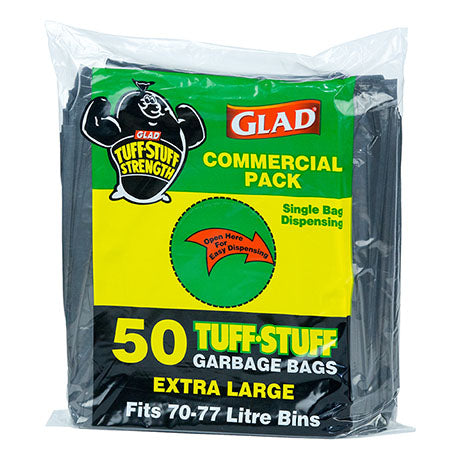 Glad Bin Liner-Tuff Stuff 75L 4 X 50Pk XLHD50/4