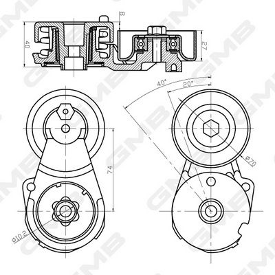 GMB Belt Tensioner V-Ribbed Belt GAT31640