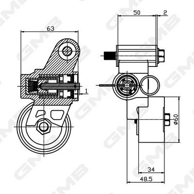 GMB Belt Tensioner V-Ribbed Belt GHAT-147