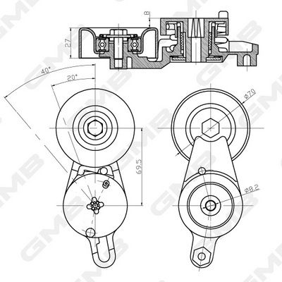 GMB Belt Tensioner V-Ribbed Belt GAT30040