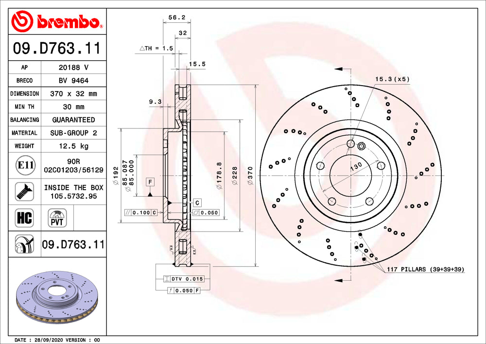 Brembo Brake Disc Single 09.D763.11