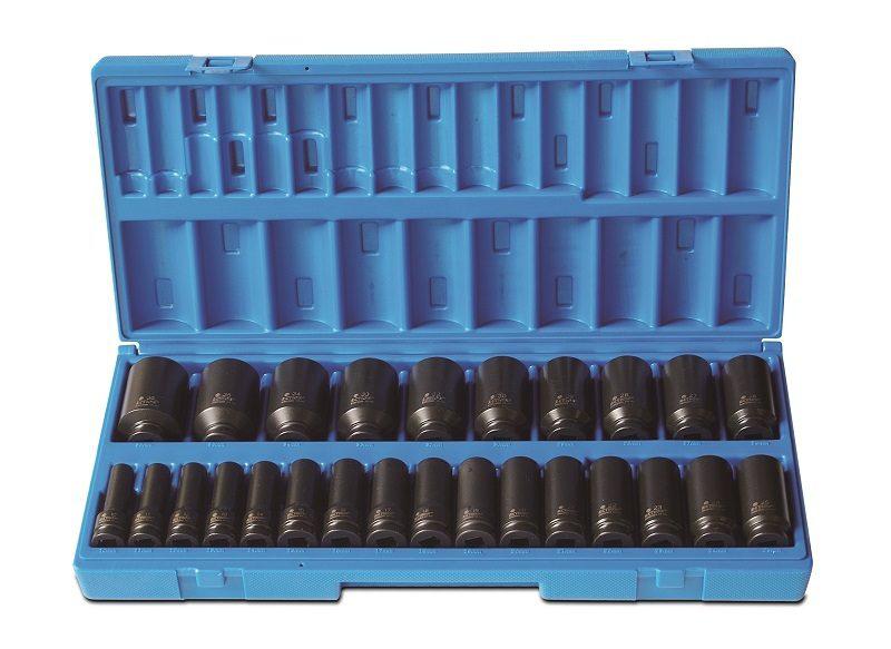 Action Impact Socket Set Deep 6-Point 1/2" Drive 26 Piece Metric 605222601