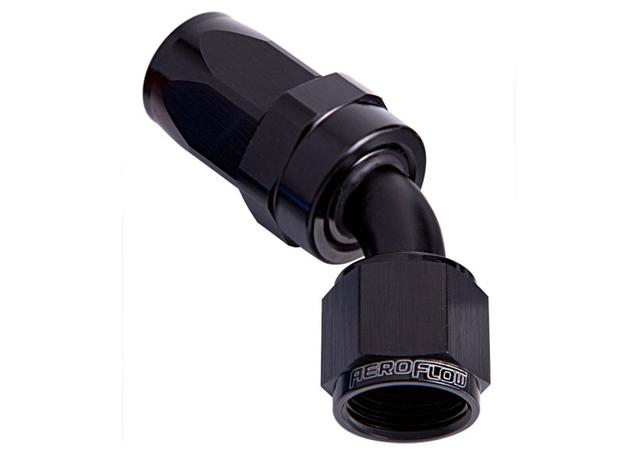 Aeroflow AF102-12BLK -12AN Taper Series 45 Degree Hose End Black AF102-12BLK