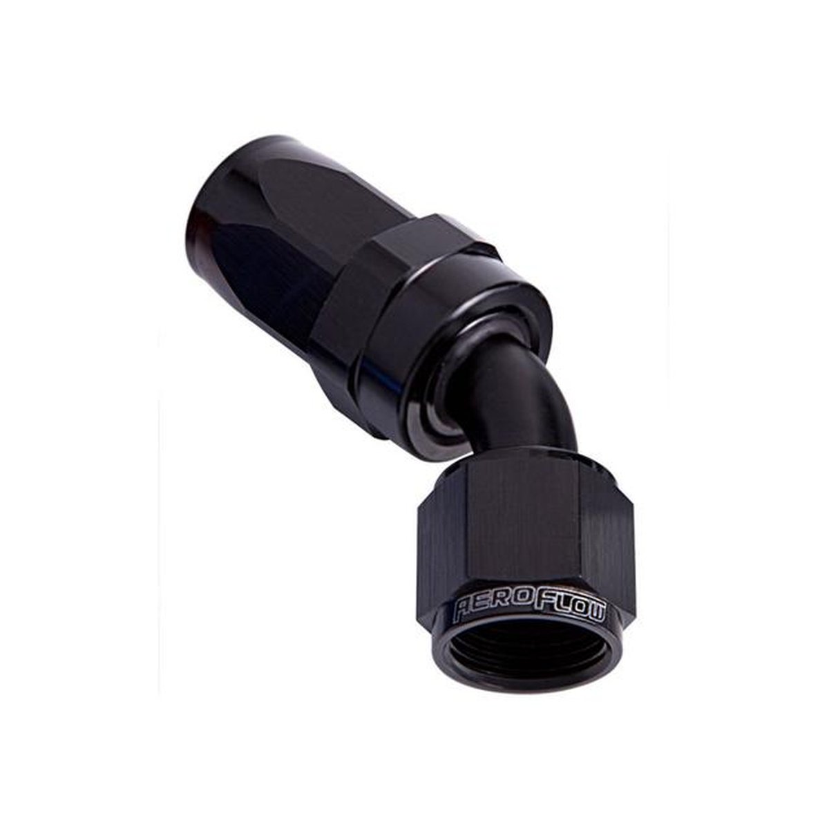 Aeroflow AF102-08BLK -8AN Taper Series 45 Degree Hose End Black AF102-08BLK