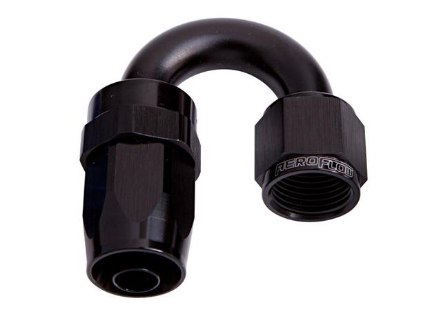 Aeroflow AF106-08BLK -8AN Taper Series 180 Degree Hose End Black AF106-08BLK