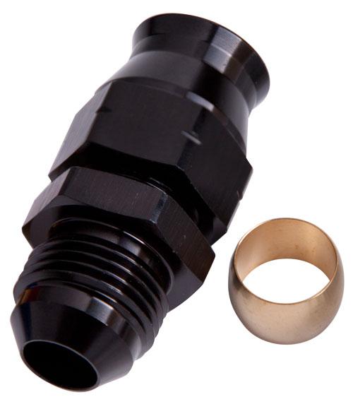 Aeroflow AF108-08BLK 1/2" Hard Line To -8AN Male Adapter Black W/ Olive