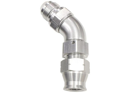 Aeroflow AF128-05S 5/16" Tube 45Deg Male -6AN Silver Swivel Nut With Olive