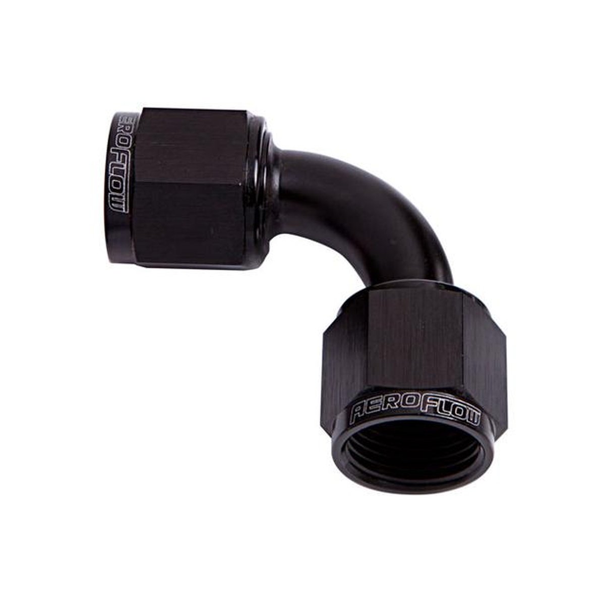 Aeroflow AF133-08BLK 90Deg Female Flare -8AN Black Swivel Union