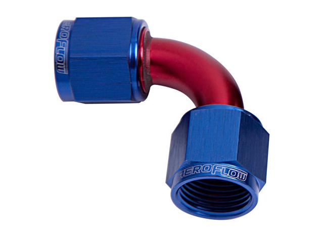 Aeroflow AF133-06 90Deg Female Flare -6AN Blue Swivel Union