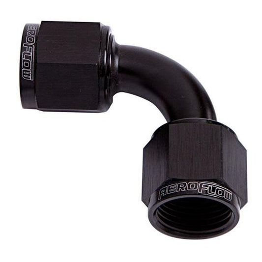 Aeroflow AF133-06BLK 90Deg Female Flare -6AN Black Swivel Union