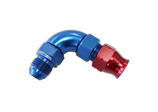 Aeroflow AF137-05 5/16" Tube 90Deg Male -6AN Blue Swivel Nut With Olive