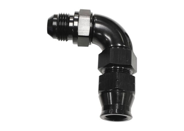 Aeroflow AF137-10BLK 5/8" Tube 90Deg Male -10AN Black Swivel Nut With Olive