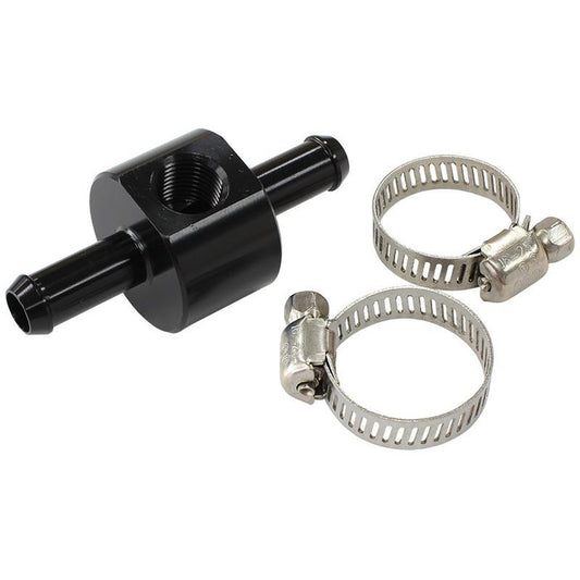 Aeroflow AF138-06BLK 3/8" Barb With 1/8" Port Adapter Black Straight