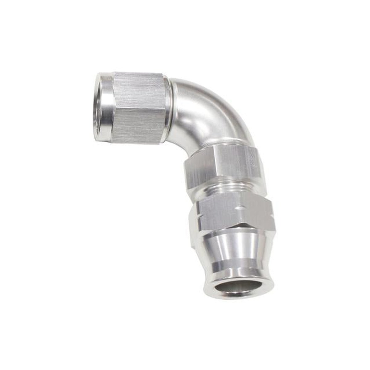 Aeroflow AF139-08S 1/2" Tube 90Deg Female -8AN Silver Swivel Nut With Olive