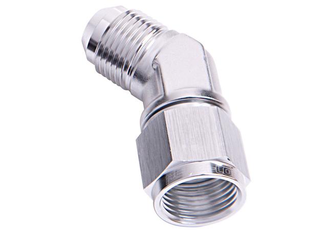 Aeroflow AF142-06S 45Deg Female - Male -6AN Silver Swivel Nut