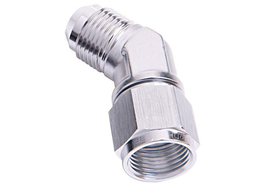 Aeroflow AF142-06S 45Deg Female - Male -6AN Silver Swivel Nut